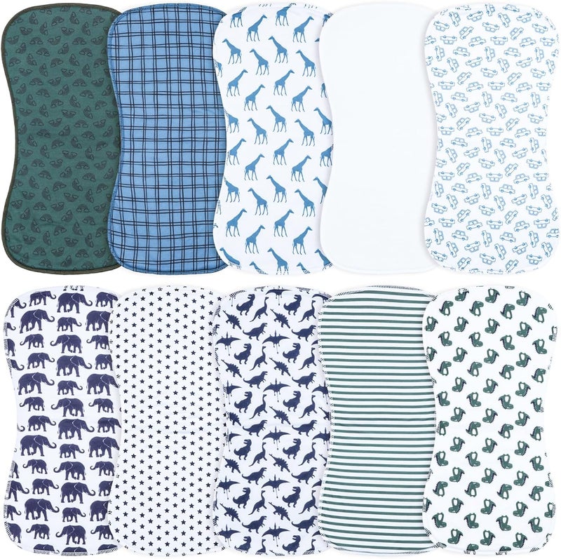 Benoxine 10-Pack Burp Cloths for Baby Boys and Girls - Organic Cotton Baby Burp Cloth,Baby Washcloths, Burp Rags, Large Neutral Burp Clothes for Newborn (Multicolor-f) - Image 1